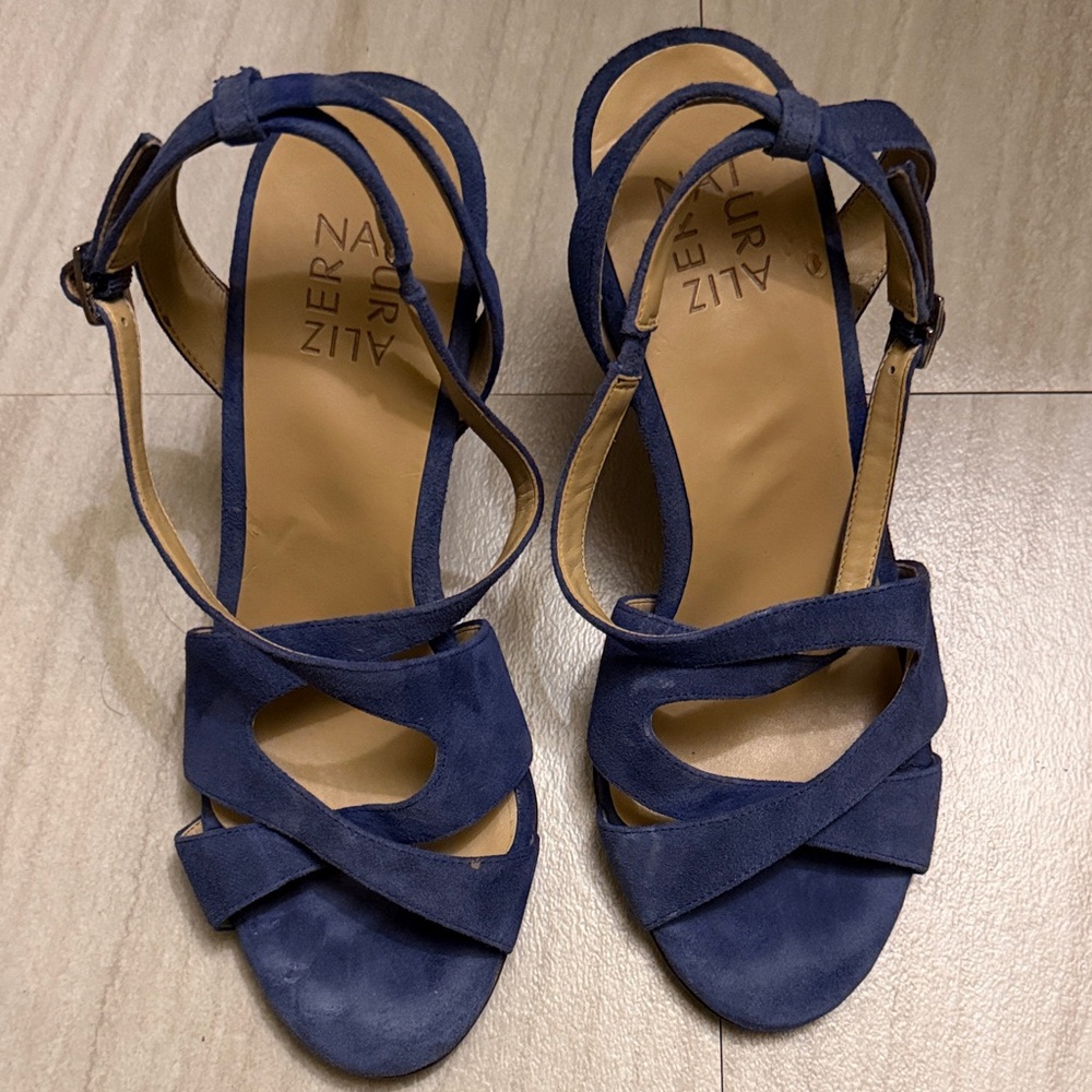 Zara Dark Blue Suede Sandals